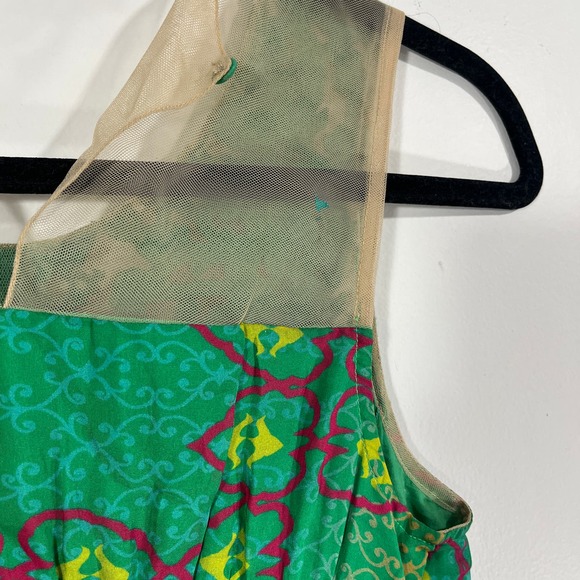 Hemant & Nandita Mintzita‎ Green Silk Maxi Dress Anthropologie Boho Embroidered - Picture 2 of 10